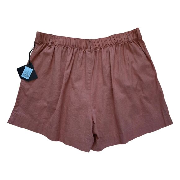 NWT Ava & Viv Linen-Blend Elastic-Waist Shorts. Coral. Pleated Front. Plus 1X - Picture 3 of 7
